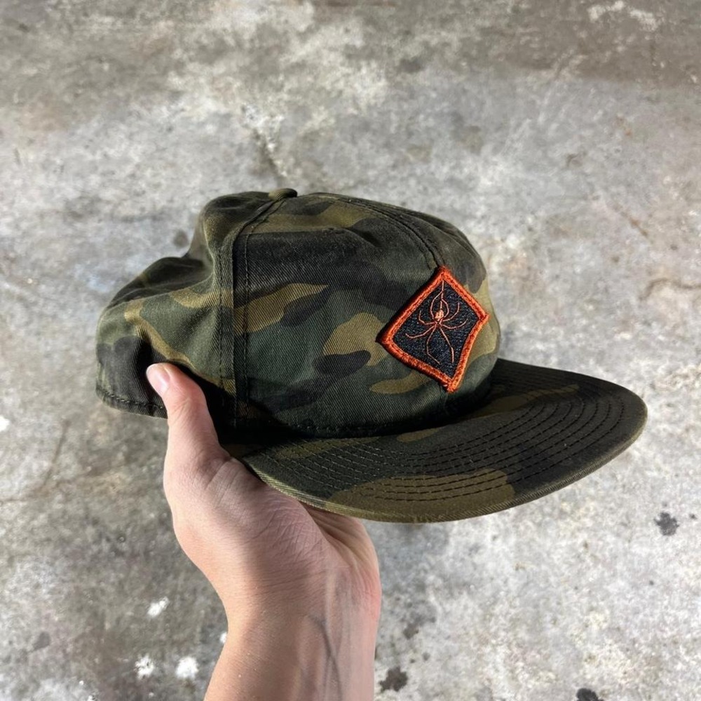 Camo Spider Logo Snapback Hat Men's Adjustable Otto Cap Green Black - Picture 2 of 4